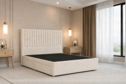 "Nexus Amalfi Teddy Divan, Cream, 54"" Headboard, 2 Drawers Same Side, Open Coil Mattress, Double" - thumbnail 5