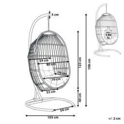 Beliani Hanging Chair With Stand Sesia Pe Rattan Light Grey - thumbnail 3