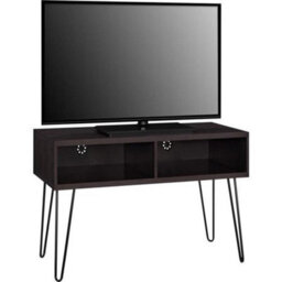 Retro Tv Stand Rustic Wood Metal Table With Storage Shelves Up To 42 Espresso - thumbnail 3