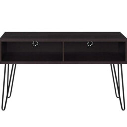 Retro Tv Stand Rustic Wood Metal Table With Storage Shelves Up To 42 Espresso - thumbnail 2