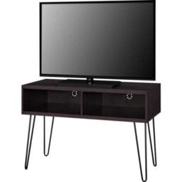 Retro Tv Stand Rustic Wood Metal Table With Storage Shelves Up To 42 Espresso - thumbnail 1