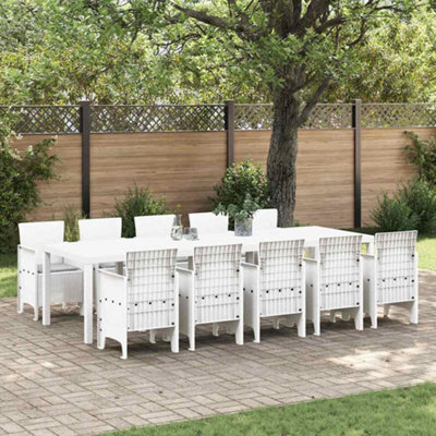 Berkfield Garden Dining Set With Cushion 11 Pcs White And Light Grey