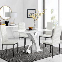 Furniturebox Uk Atlanta 4 White Dining Table And 4 White Milan Black Leg Chairs - thumbnail 1