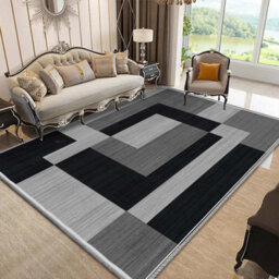 Ameha Printed Rug Milo Black Grey Pattern Modern Living Room Bedroom 160 X 230 Cm Large Area Carpet Indoor/outdoor Rugs - thumbnail 2
