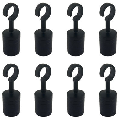 Ropeservices Uk 8 X 28mm Powder Coated Black Decking Rope Hook Fittings Fixings Barrier Set - image 1