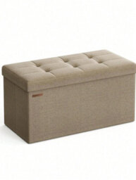 LEDREM Storage Ottoman Bench, 38 X 76 X 38 Cm, End Of Bed Bench, Storage Chest, For Living Room, Bedroom, Entryway, Light Beige - thumbnail 6