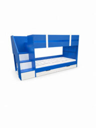 Blue Low Single Staircase Bunk Bed With Wardrobe, Shelves And Drawers - thumbnail 5
