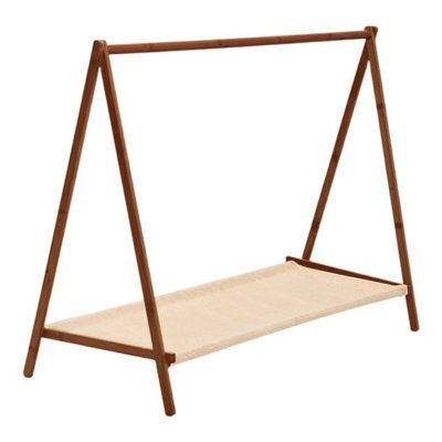 Oak Color Heavy Duty Wooden Clothes Rail Rack Garment Hanging Stand Ladder Shelf Wardrobe - image 1