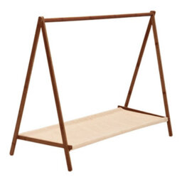 Oak Color Heavy Duty Wooden Clothes Rail Rack Garment Hanging Stand Ladder Shelf Wardrobe