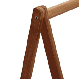 Oak Color Heavy Duty Wooden Clothes Rail Rack Garment Hanging Stand Ladder Shelf Wardrobe - thumbnail 4