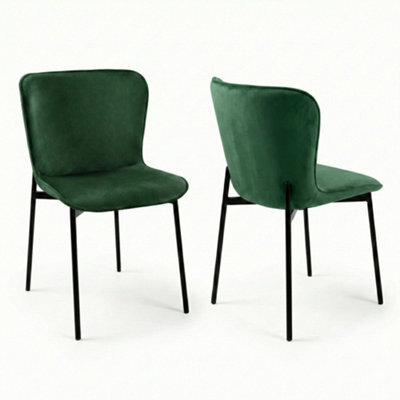 Evre Green Velvet Dining Chairs Set Of 2 Metal Frame Dining Chairs - image 1
