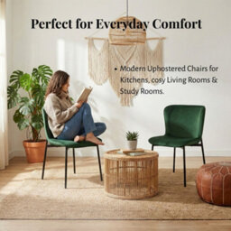Evre Green Velvet Dining Chairs Set Of 2 Metal Frame Dining Chairs - thumbnail 9