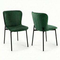 Evre Green Velvet Dining Chairs Set Of 2 Metal Frame Dining Chairs - thumbnail 1