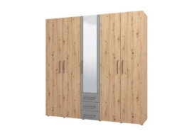 Amos Mann Furniture Belgrade Oak Effect And Grey 5 Door 3 Drawer Wardrobe - thumbnail 3