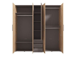 Amos Mann Furniture Belgrade Oak Effect And Grey 5 Door 3 Drawer Wardrobe - thumbnail 4