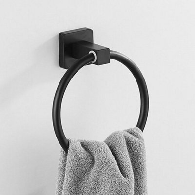 Bathroom Toilet Roll Holder And Towel Ring Set Fittings Included Wall-Mounted - image 1