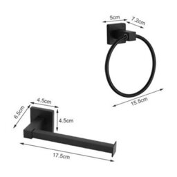 Bathroom Toilet Roll Holder And Towel Ring Set Fittings Included Wall-Mounted - thumbnail 3