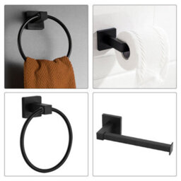 Bathroom Toilet Roll Holder And Towel Ring Set Fittings Included Wall-Mounted - thumbnail 2
