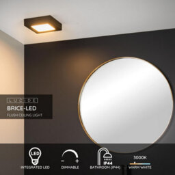 Lucide Brice-Led Modern Flush Ceiling Light Bathroom - Led Dim. - 1X15W 3000K - Ip44 - Black - thumbnail 2