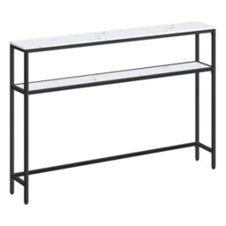 Songmics Vasagle Console Table For Hallway, 2-Tier Slim Sofa Table, 20 X 120 X 80 Cm, Hallway Table, Marble White And Ink Black - thumbnail 2
