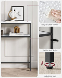 Songmics Vasagle Console Table For Hallway, 2-Tier Slim Sofa Table, 20 X 120 X 80 Cm, Hallway Table, Marble White And Ink Black - thumbnail 6