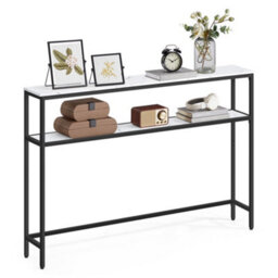 Songmics Vasagle Console Table For Hallway, 2-Tier Slim Sofa Table, 20 X 120 X 80 Cm, Hallway Table, Marble White And Ink Black - thumbnail 3