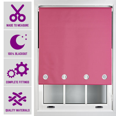 Furnished Made To Measure Blackout Roller Blinds With Big Round Eyelets - Fuchsia Pink Blind (W)180Cm (L)165Cm - image 1