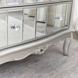Melody Maison Silver Mirrored Chest Of Drawers & Pair Of 3 Drawer Bedside Tables - Tiffany Range - thumbnail 8