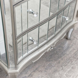Melody Maison Silver Mirrored Chest Of Drawers & Pair Of 3 Drawer Bedside Tables - Tiffany Range - thumbnail 7