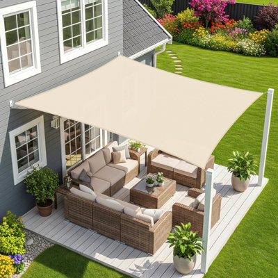 Beige 2X4M Rectangular Shade Sail 95% Uv Protection Waterproof - image 1