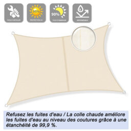 Beige 2X4M Rectangular Shade Sail 95% Uv Protection Waterproof - thumbnail 2