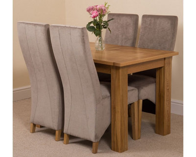 That's Furniture Hampton 120Cm - 160Cm Oak Extending Dining Table And 4 Chairs Dining Set With Lola Grey Fabric Chairs - image 1