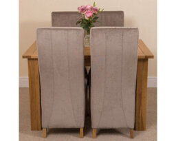 That's Furniture Hampton 120Cm - 160Cm Oak Extending Dining Table And 4 Chairs Dining Set With Lola Grey Fabric Chairs - thumbnail 2