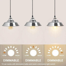 Ledsone Single Head Pendant Light 22Cm Chrome E27 Adjustable Modern Retro Ceiling Light For Home Office Cafe And Restaurant - thumbnail 4