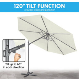 Loops Premium 3M Banana Parasol Cream & 92L Base Set Easy Tilt Swivel Garden Umbrella - thumbnail 5