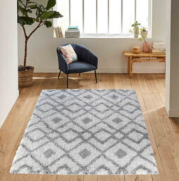 Moroccan Berber Shaggy Rugs Living Room Ikat Light Cream 60X220 Cm - thumbnail 2