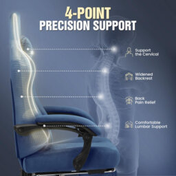 Gtplayer Fabric Gaming Chair, Ergonomic Computer Chair With Footrest And Lumbar Support Height Adjustable Home Office Chair, Blue - thumbnail 7