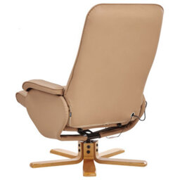 Wyld And Coco Luxora Recliner Armchair Light-Brown Faux Leather With Footrest And Remote, W68 X D68 X H98Cm - thumbnail 7