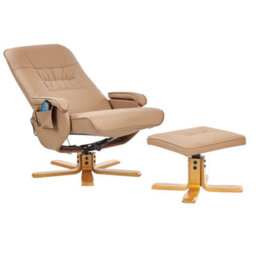Wyld And Coco Luxora Recliner Armchair Light-Brown Faux Leather With Footrest And Remote, W68 X D68 X H98Cm - thumbnail 5