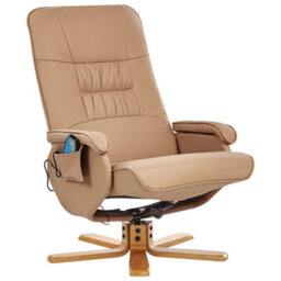 Wyld And Coco Luxora Recliner Armchair Light-Brown Faux Leather With Footrest And Remote, W68 X D68 X H98Cm - thumbnail 6
