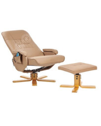 Wyld And Coco Luxora Recliner Armchair Light-Brown Faux Leather With Footrest And Remote, W68 X D68 X H98Cm - thumbnail 3