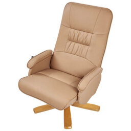 Wyld And Coco Luxora Recliner Armchair Light-Brown Faux Leather With Footrest And Remote, W68 X D68 X H98Cm - thumbnail 8