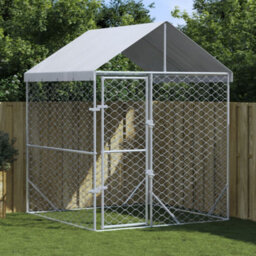 Walplus Outdoor Dog Kennel With Roof Silver 2X2X2.5 M Galvanised Steel