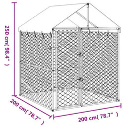 Walplus Outdoor Dog Kennel With Roof Silver 2X2X2.5 M Galvanised Steel - thumbnail 5