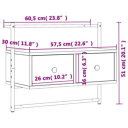 Berkfield Tv Cabinet Wall-Mounted Grey Sonoma 60.5X30X51 Cm Engineered Wood - thumbnail 9