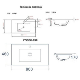 Impact Furniture Vanity Unit With Basin 800mm Bathroom Sink Cabinet Modern Wall Hung Fluted Beige Cashmere Cara - thumbnail 7