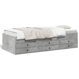 Berkfield Daybed With Drawers Without Mattress Concrete Grey 100X200 Cm - thumbnail 2