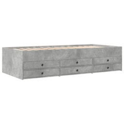Berkfield Daybed With Drawers Without Mattress Concrete Grey 100X200 Cm - thumbnail 3