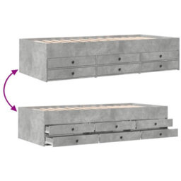Berkfield Daybed With Drawers Without Mattress Concrete Grey 100X200 Cm - thumbnail 8