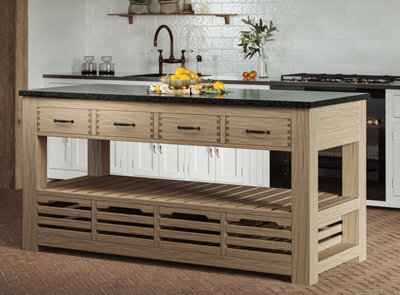 Baumhaus Kitchen Island (Oak) Four Drawer With Black Granite Top - image 1